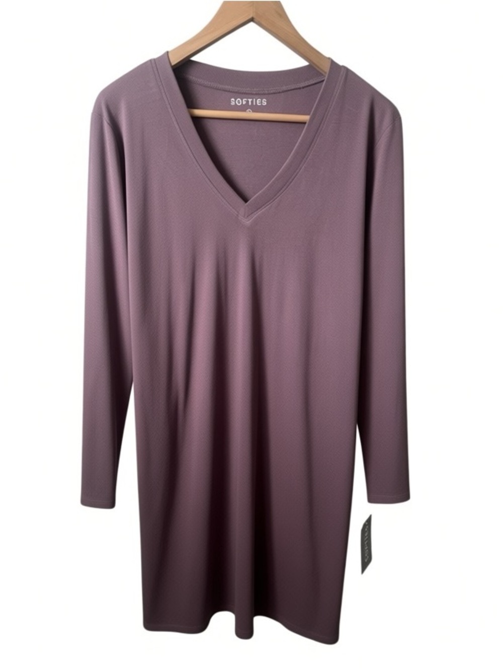 Softies Natalie Classic V-Neck Nightgown Driftwood Modal Long Sleeve Small NWT - Picture 9 of 10